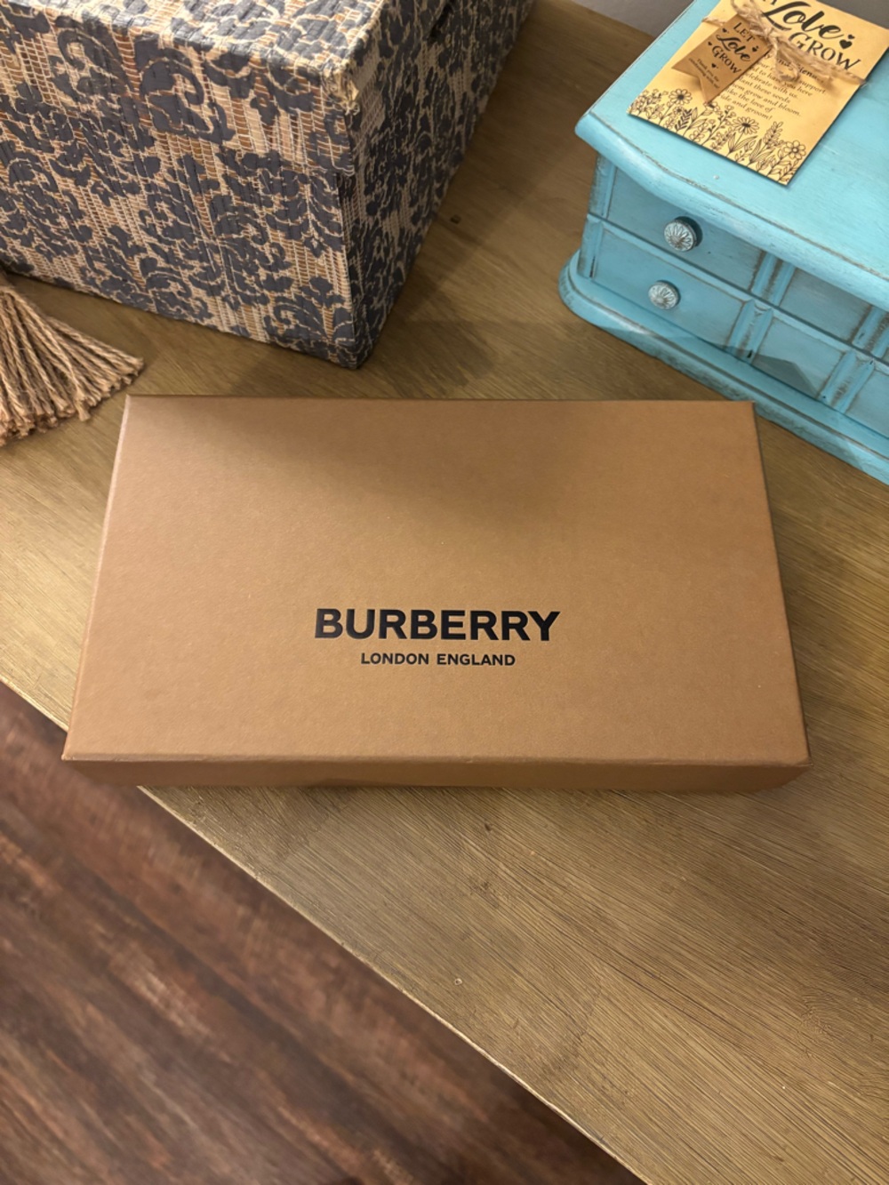 Burberry Tan Gift Box with Black Logo
